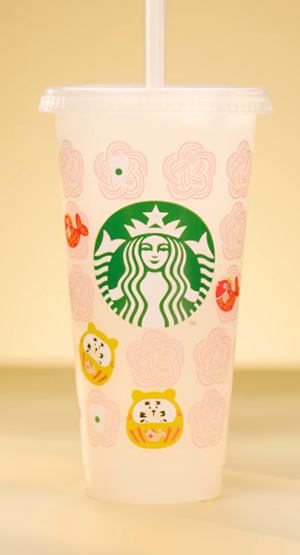 Temperature-sensitive color-changing application - Starbucks Lucky Daruma cold-change TOGO water bottle
